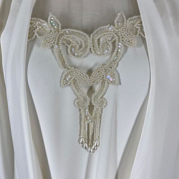Patra Petites 8P Ivory Dress Beaded Gown Wedding Bride MoB Evening Event Sheer - Picture 8 of 11